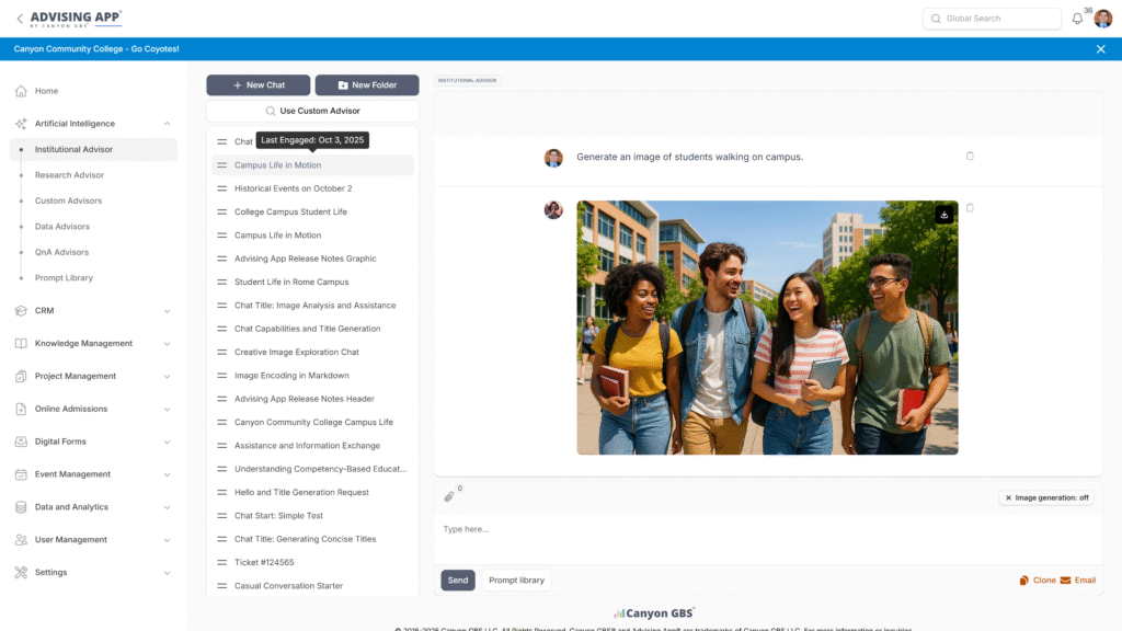 Artificial Intelligence Screenshot in Advising App